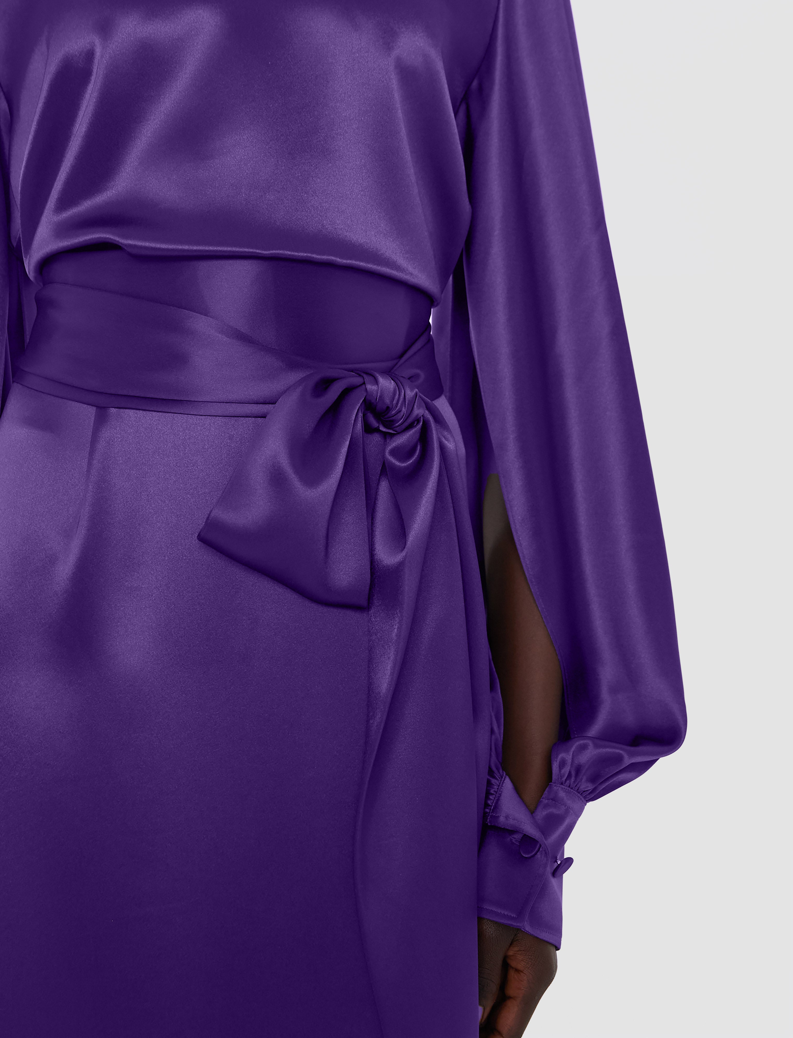 【新品未使用】社交ダンスドレス 濃いパープル サテン 長袖 Sサイズ 新品未使用】社交ダンスドレス 長袖 社交ダンス 練習着ワンピース