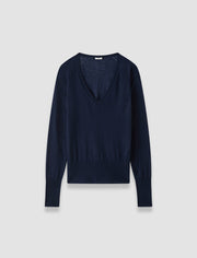 Blue Cetus Cashair V Neck Jumper - Joseph