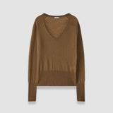 Brown Cetus Cashair V Neck Jumper - Joseph