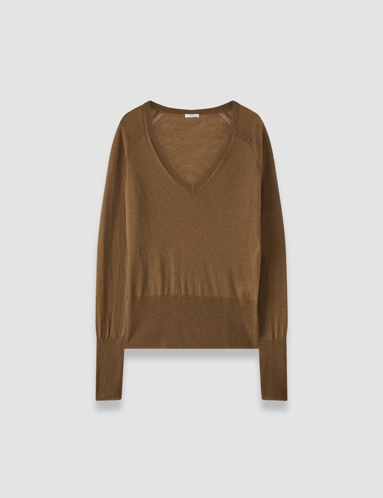 Brown Cetus Cashair V Neck Jumper - Joseph