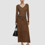 Brown Cetus Cashair V Neck Jumper - Joseph