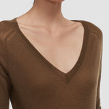 Brown Cetus Cashair V Neck Jumper - Joseph