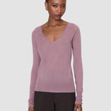 Purple Cetus Cashair V Neck Jumper - Joseph