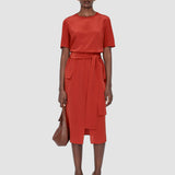 Red Charai Crepe de Soie Silk Skirt - Joseph