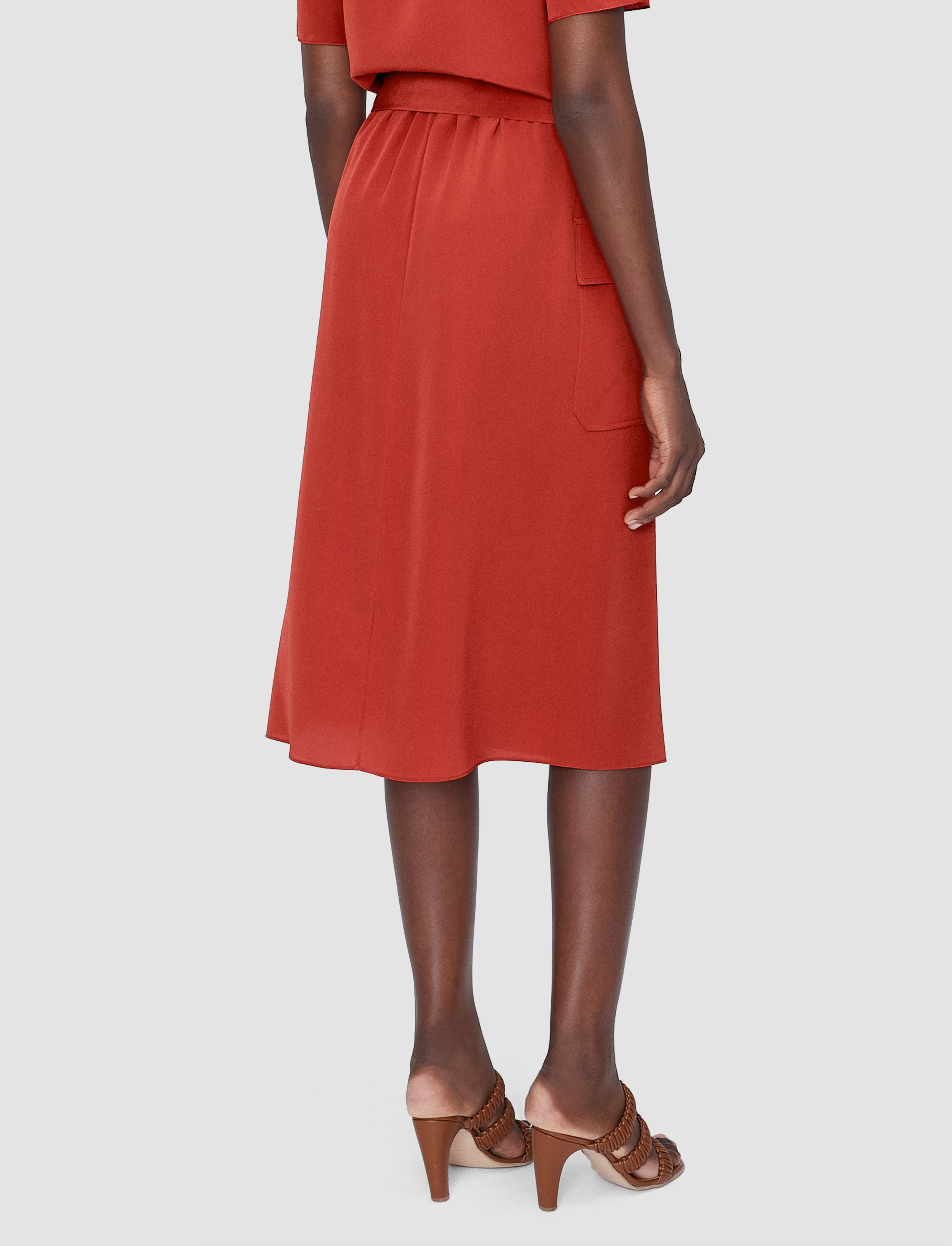 赤-charai-crepe-de-soie-silk-スカート-JOSEPH