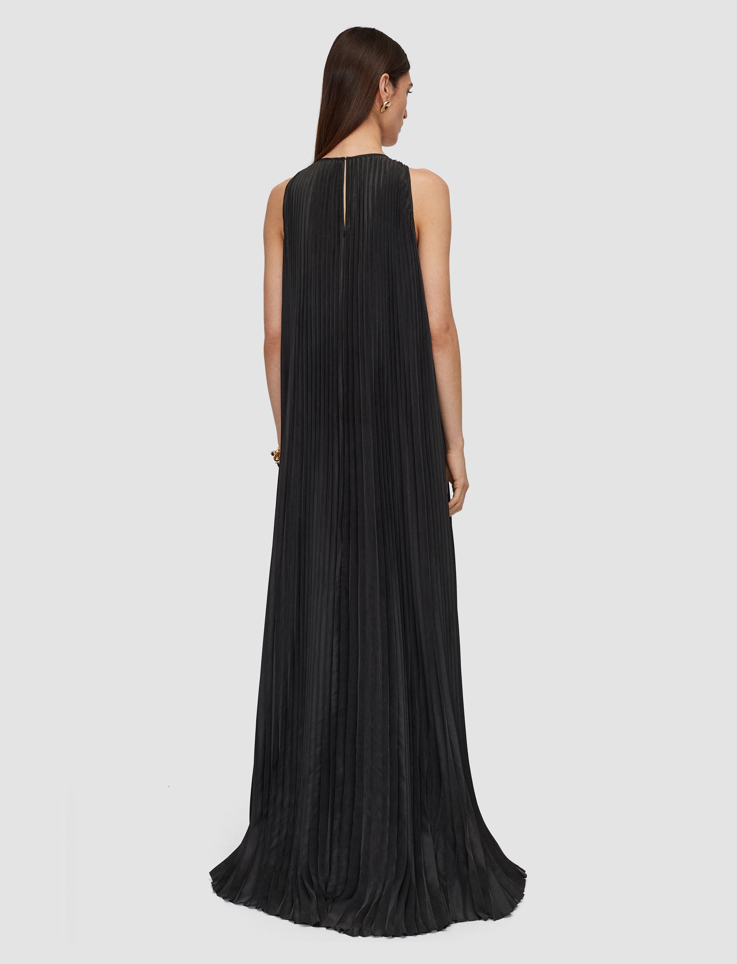 black silk pleated dress Patou
