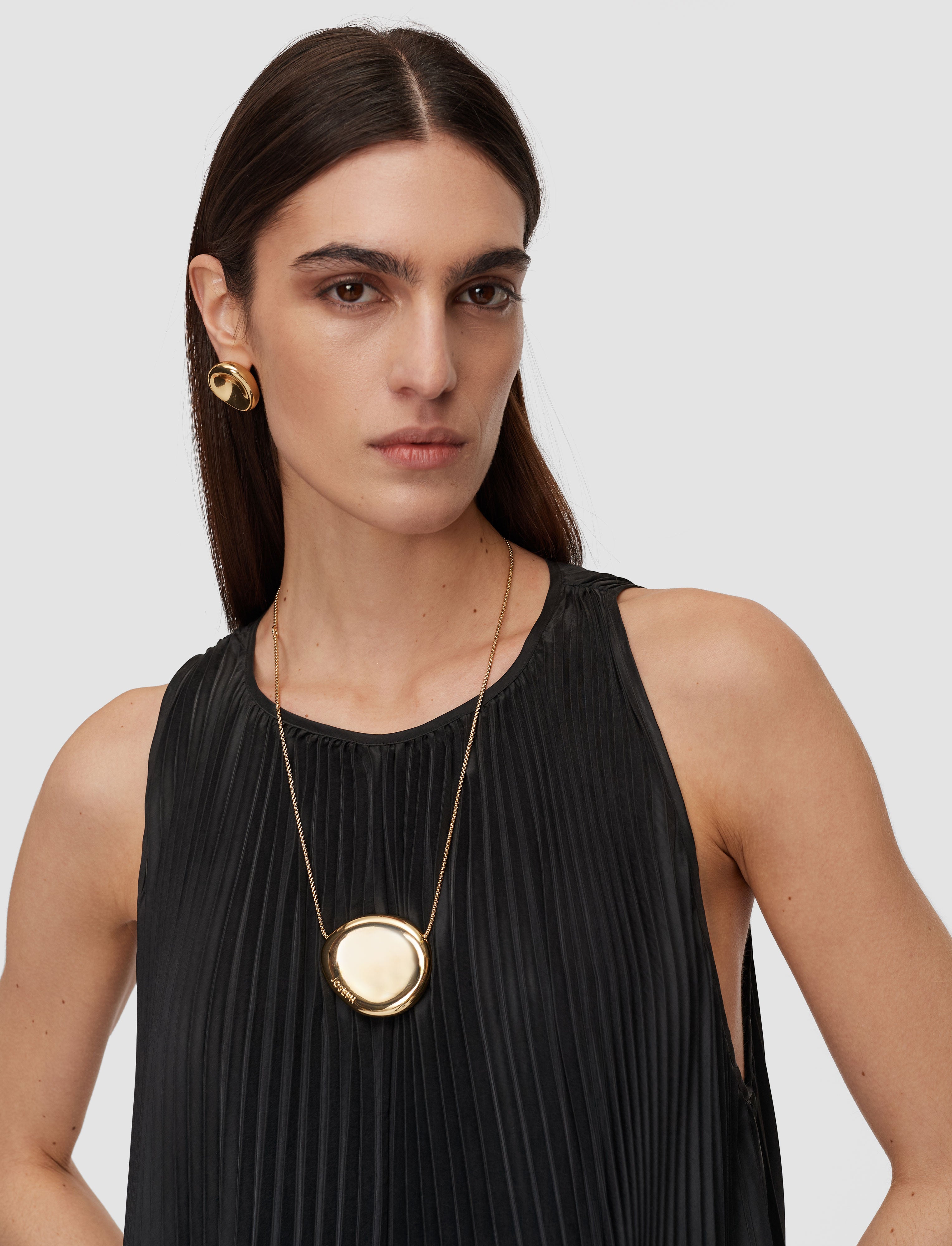 ブラック-chenes-silk-blend-pleated-ドレス-JOSEPH