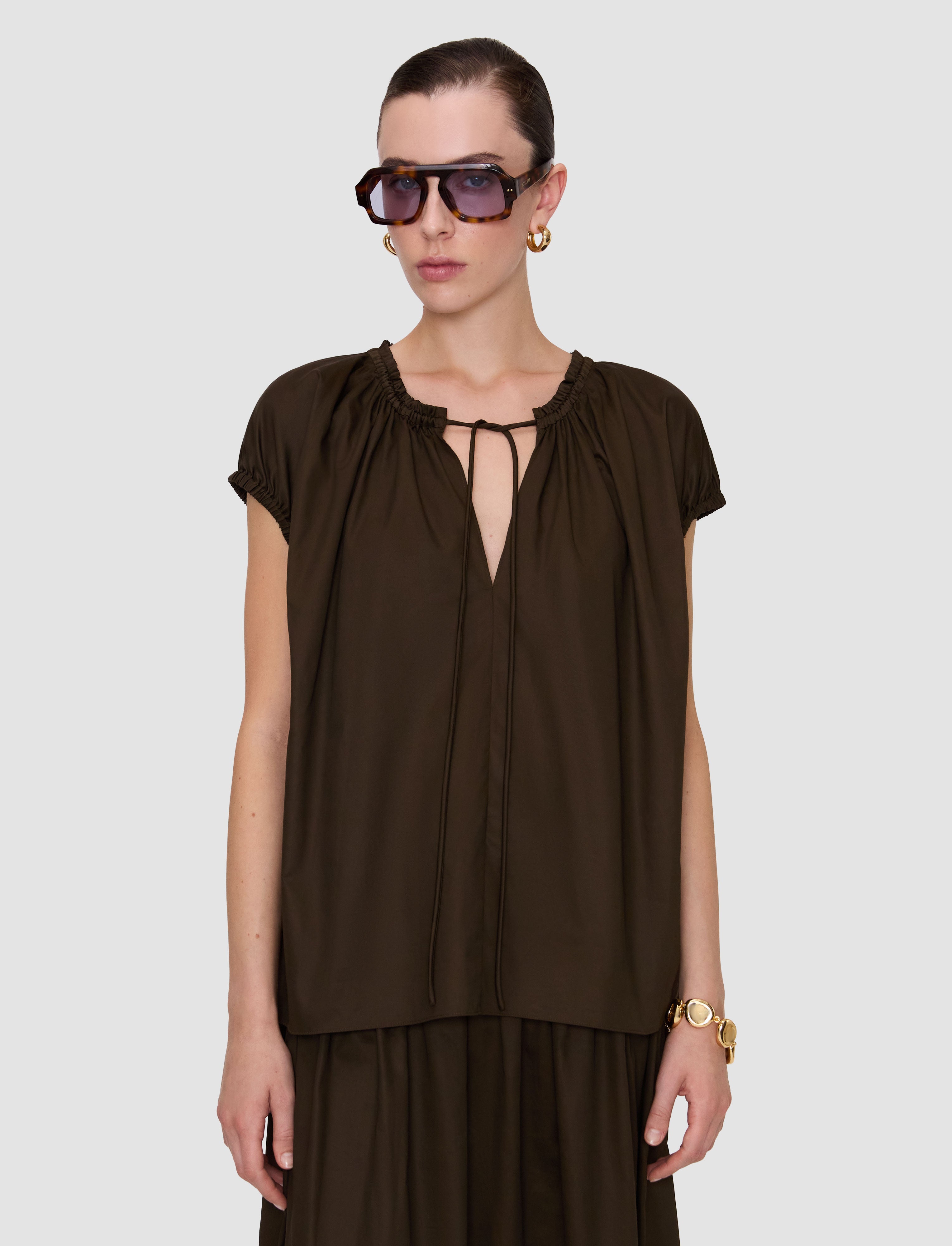 brown-cindy-cotton-sateen-blouse-JOSEPH