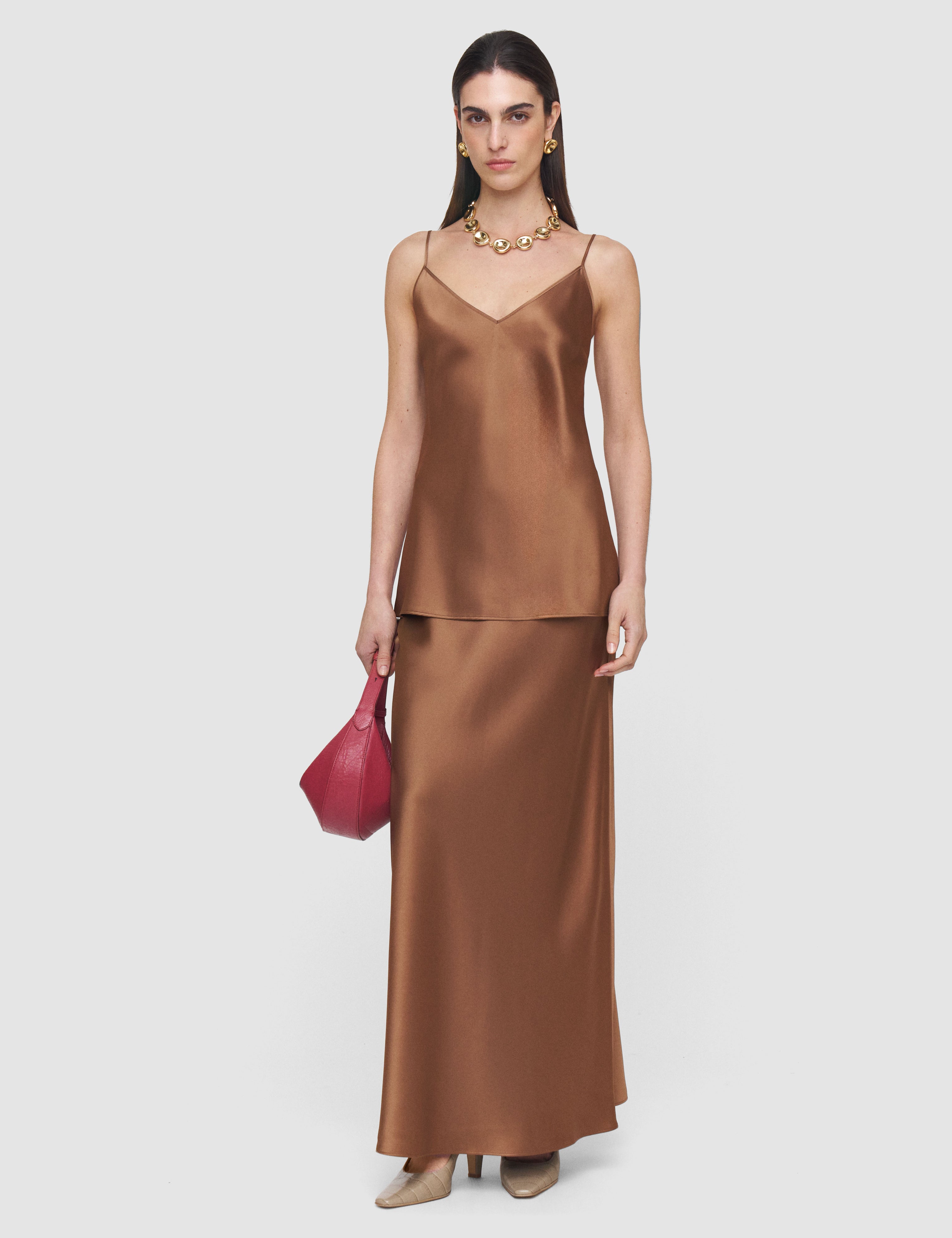 Brown Clea Silk Satin Camisole - Joseph