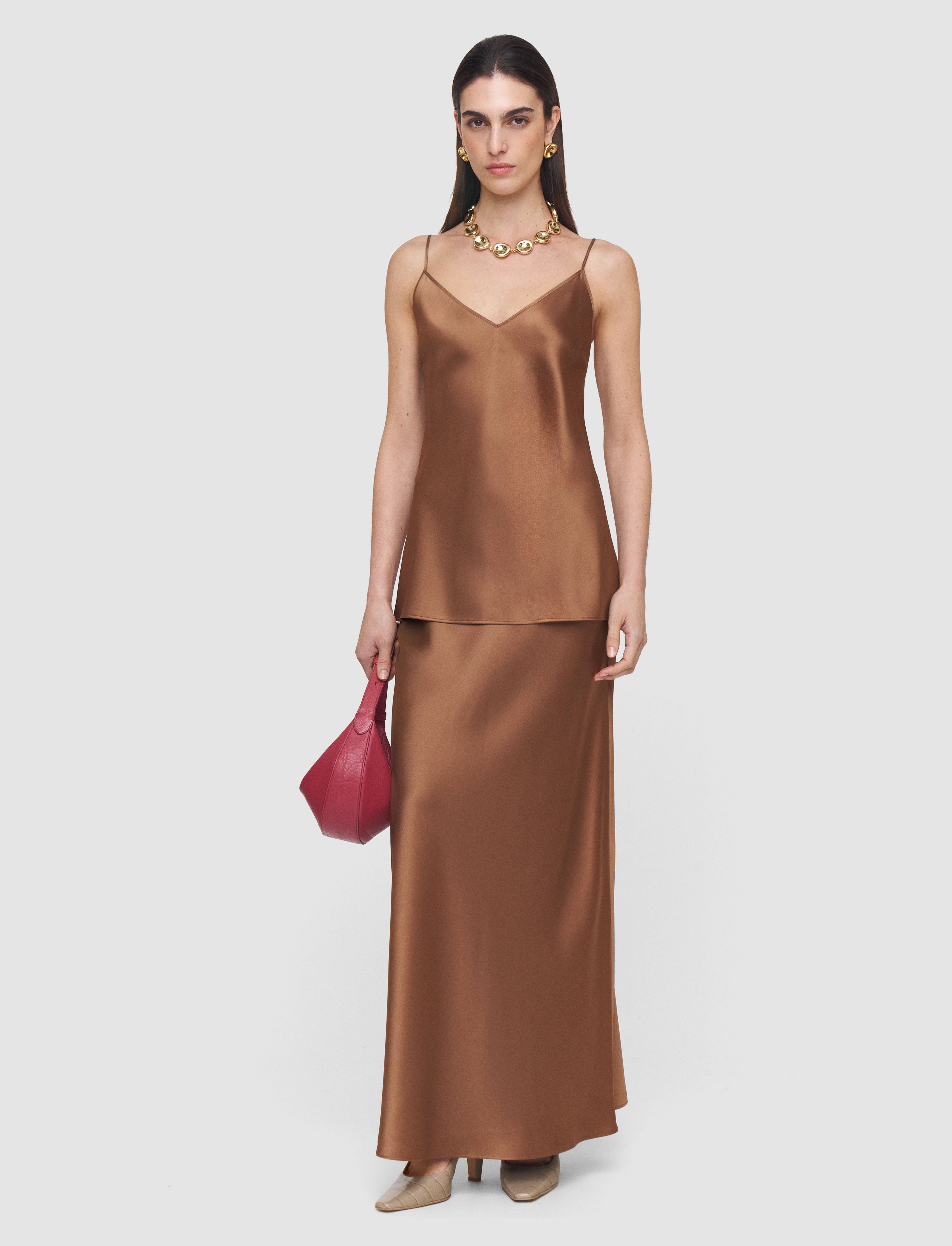 Clea Silk Satin Camisole in Brown | JOSEPH AT Clea Silk Satin Camisole in Brown | JOSEPH AT