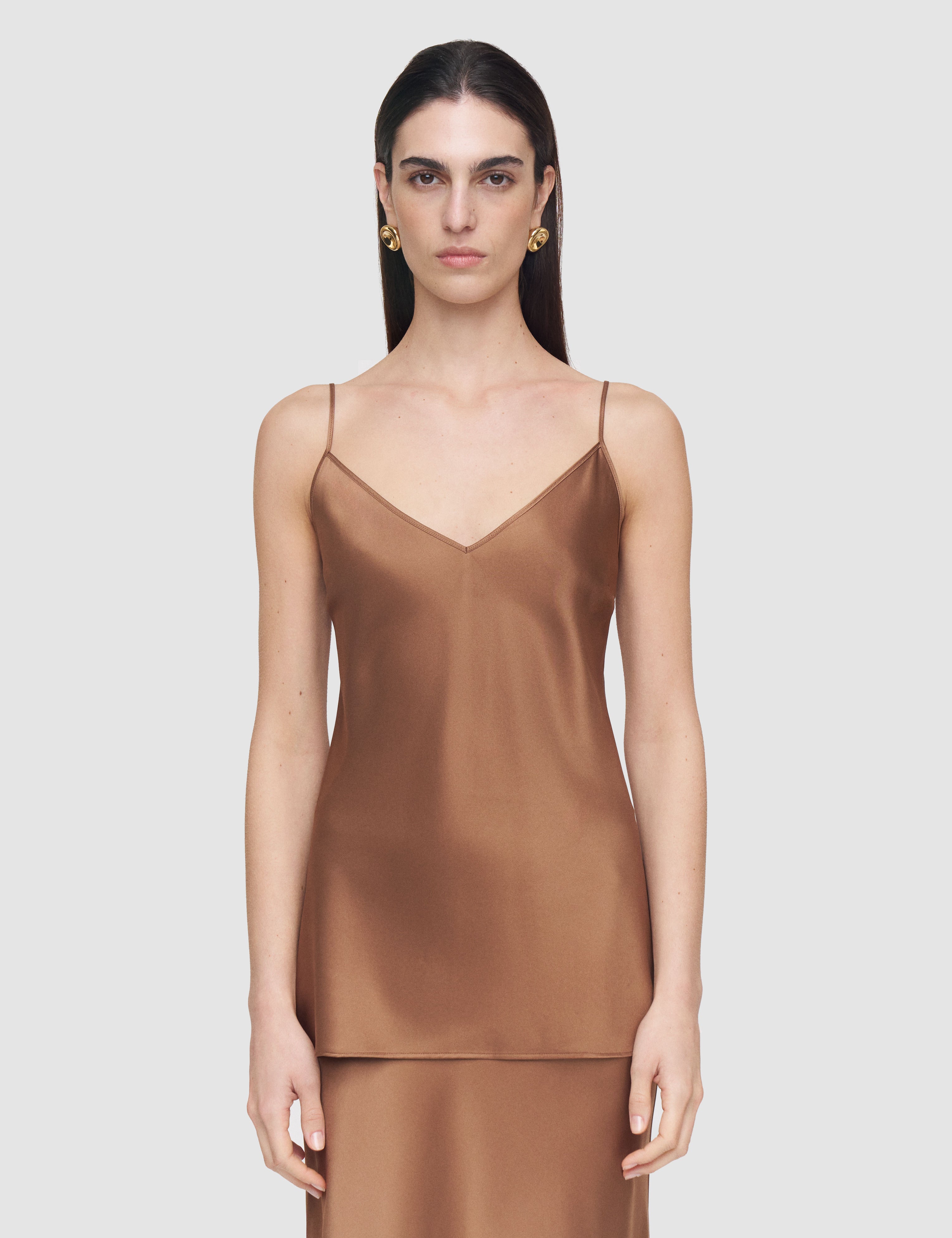 Brown Clea Silk Satin Camisole - Joseph