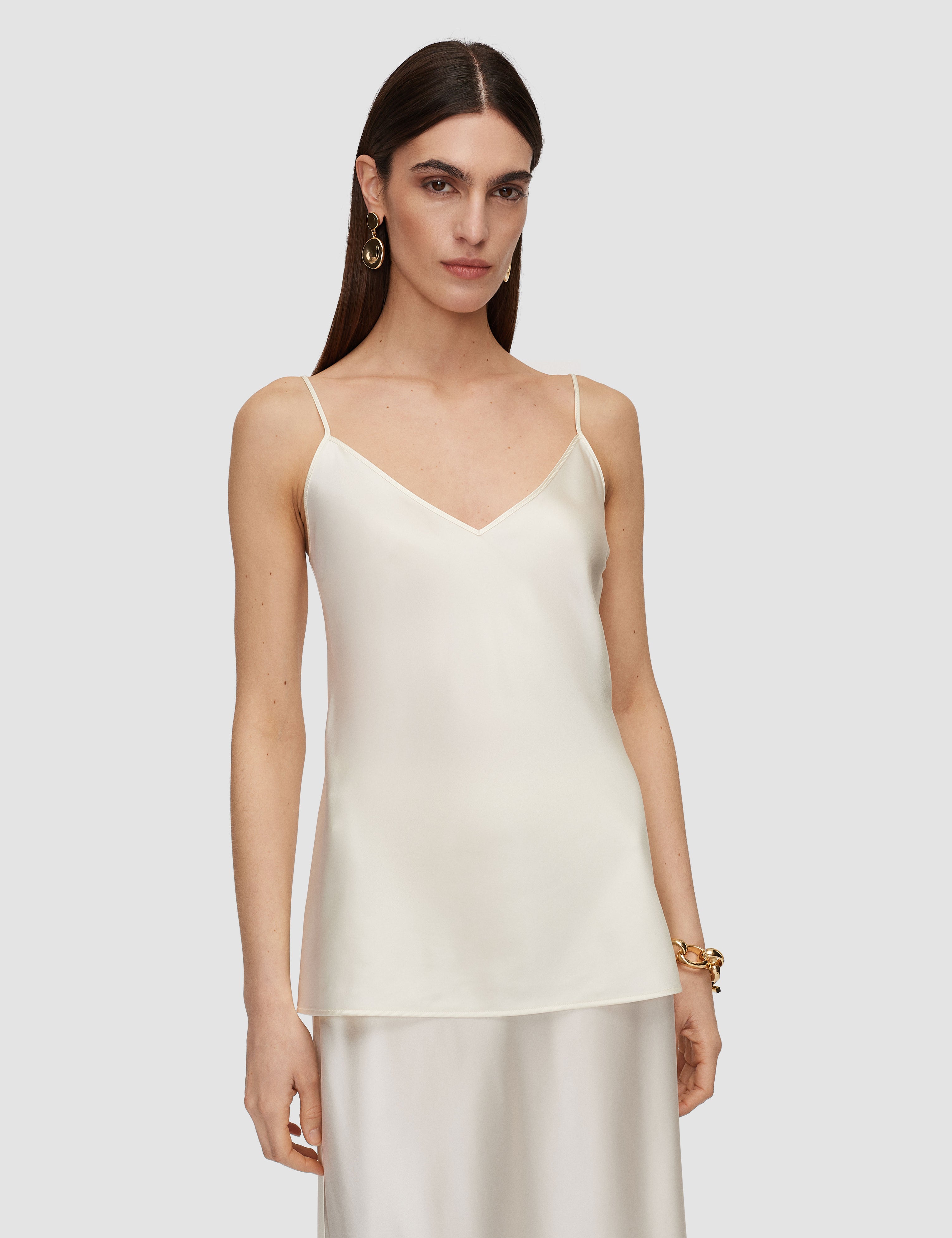 White Clea Silk Satin Camisole - Joseph
