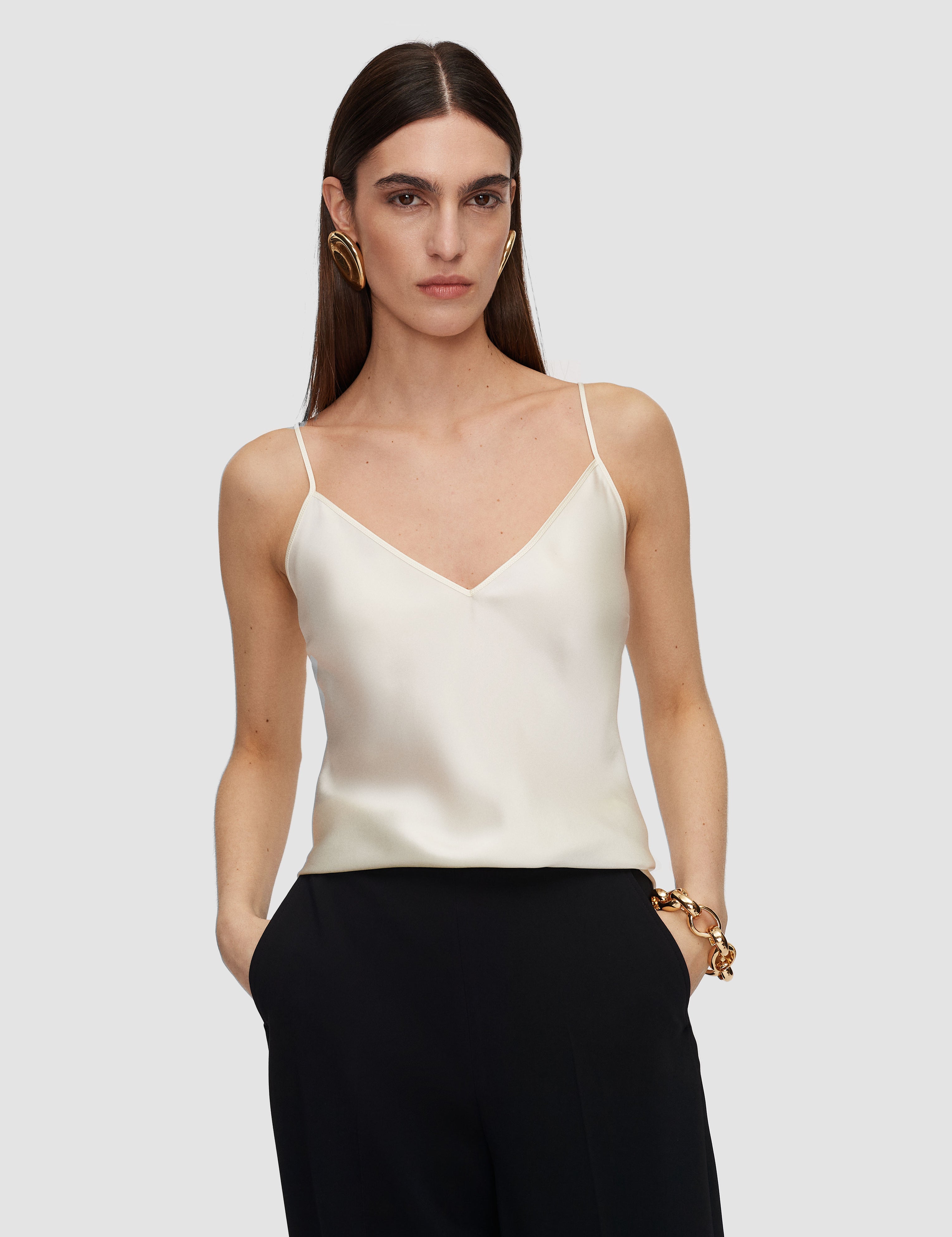 White Clea Silk Satin Camisole - Joseph