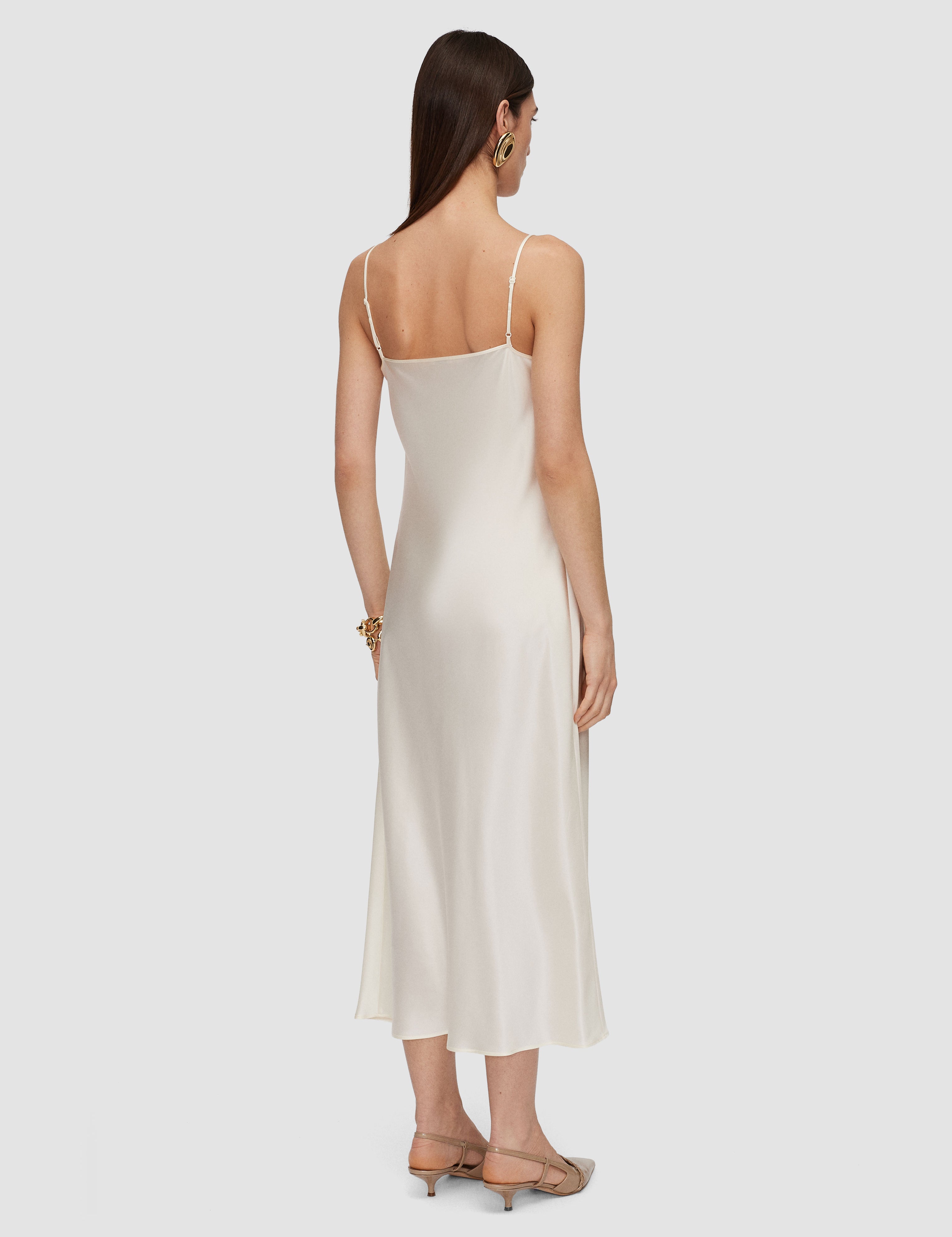 White Clea Silk Satin Dress - Joseph