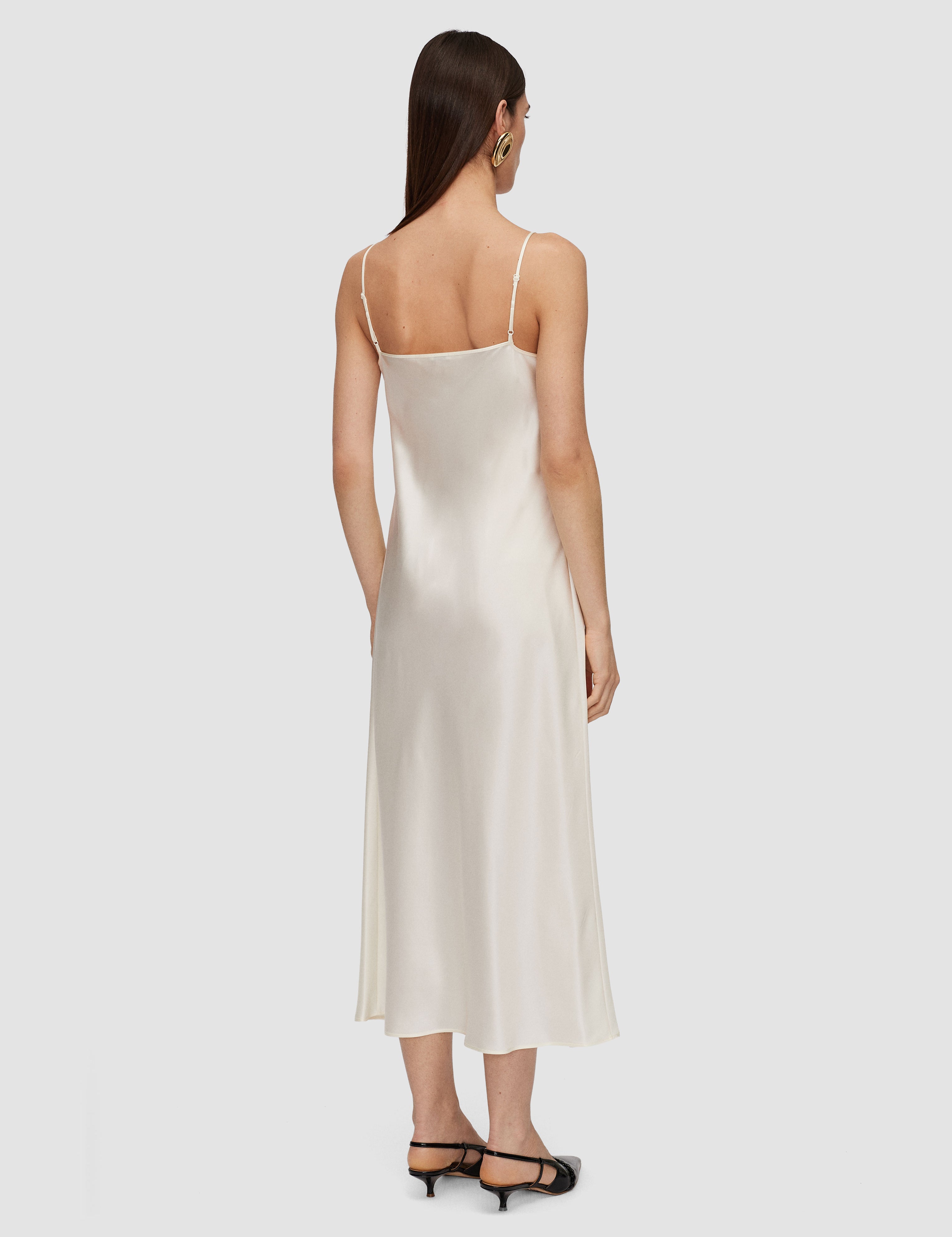 White Clea Silk Satin Dress - Joseph