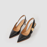 Black Cleo Patent Leather Slingbacks - Joseph