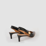 Black Cleo Patent Leather Slingbacks - Joseph