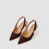 Purple Cleo Suede Slingback Shoes - Joseph