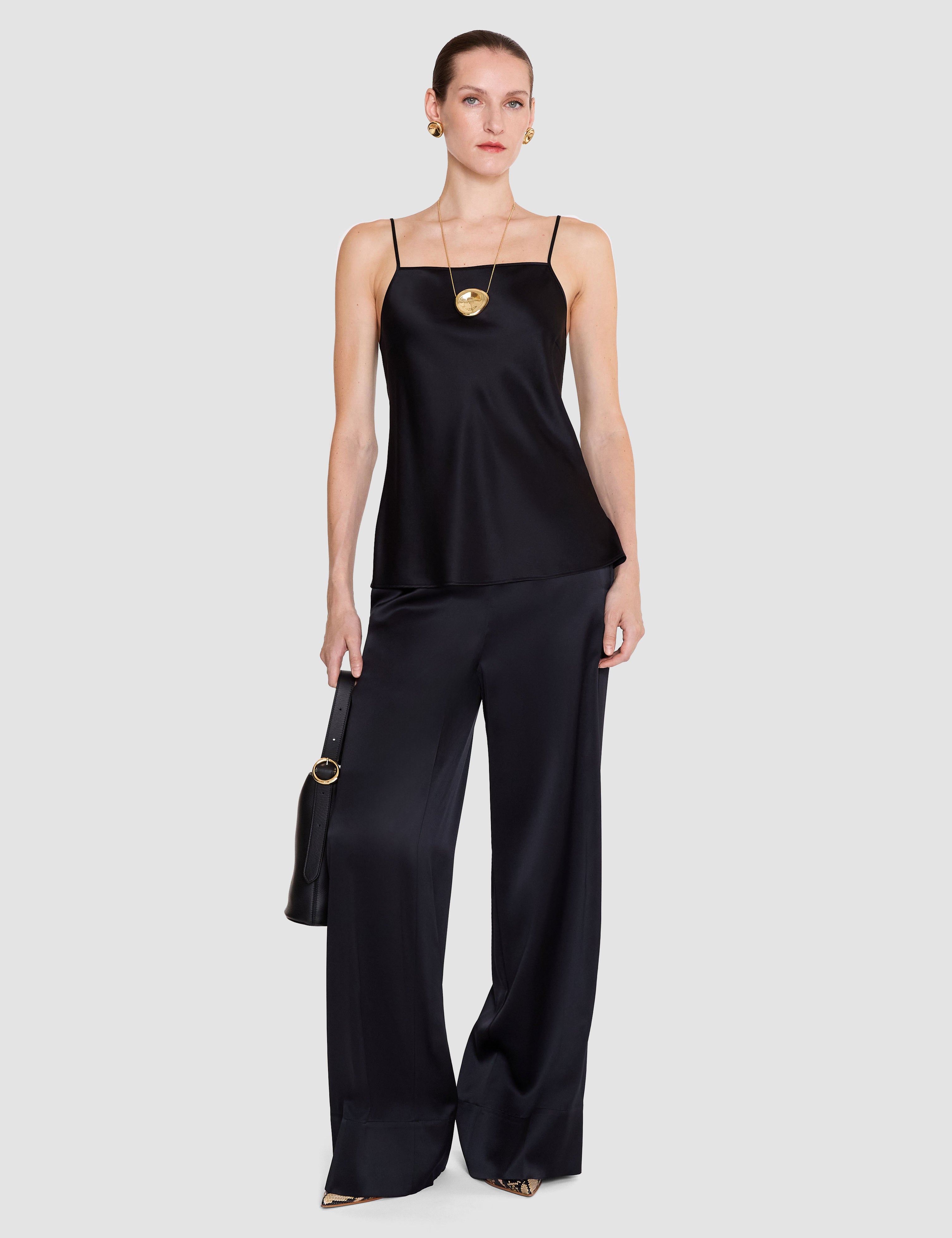 Black Cloe Silk Satin Camisole - Joseph