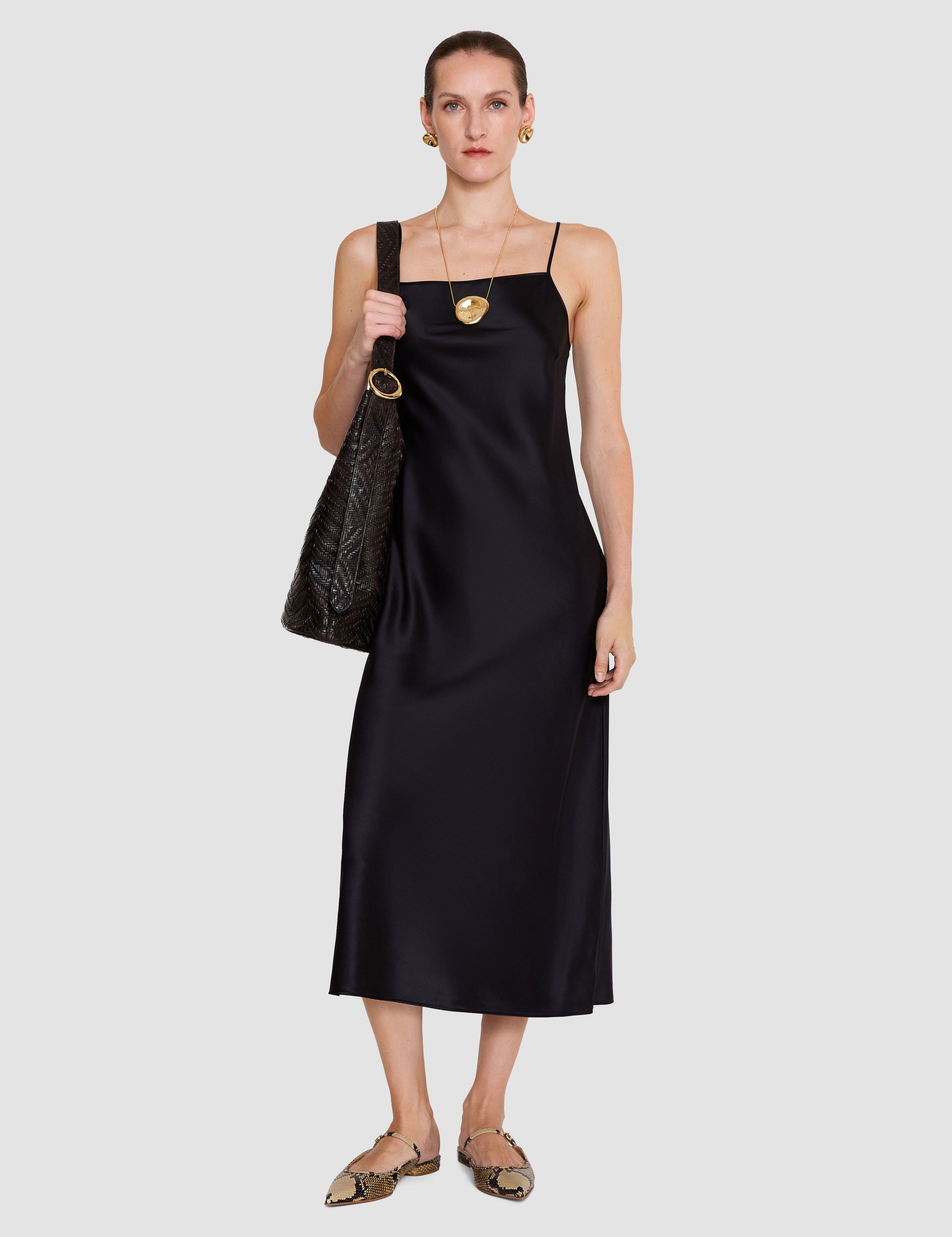 Black Cloe Silk Satin Dress - Joseph
