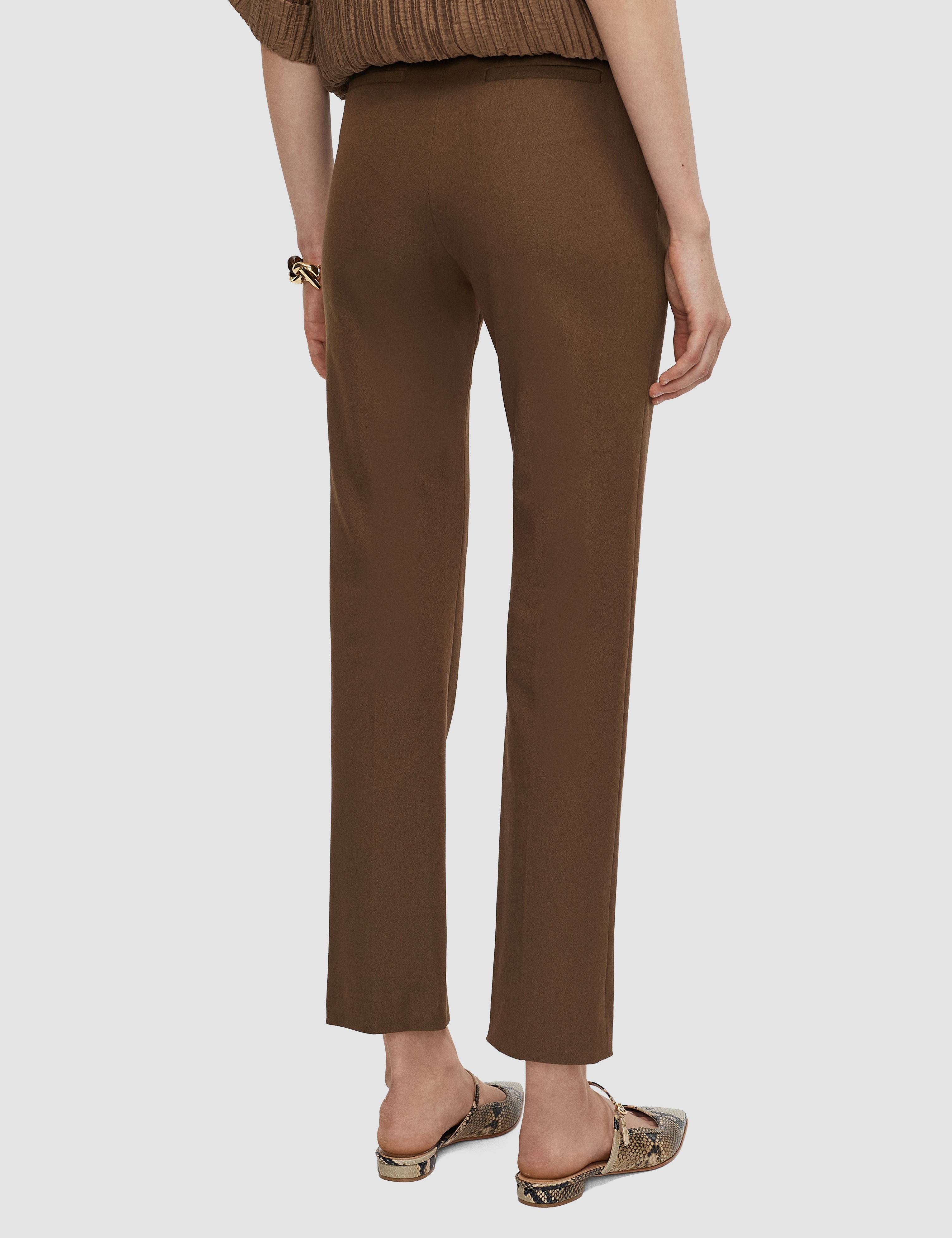 Brown Coleman Long Gabardine Stretch Trousers - Joseph
