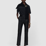 Black Coleman Long Leather Stretch Trousers - Joseph