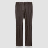 Brown Coleman Long Leather Stretch Trousers - Joseph