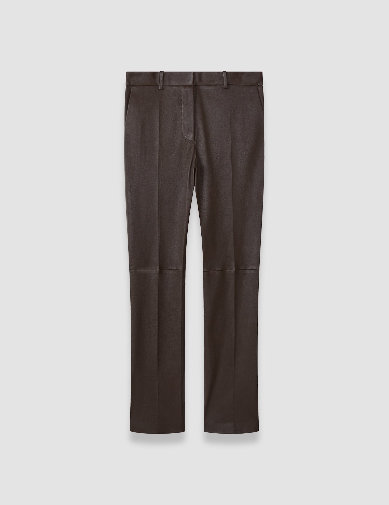 Brown Coleman Long Leather Stretch Trousers - Joseph