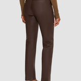 Brown Coleman Long Leather Stretch Trousers - Joseph