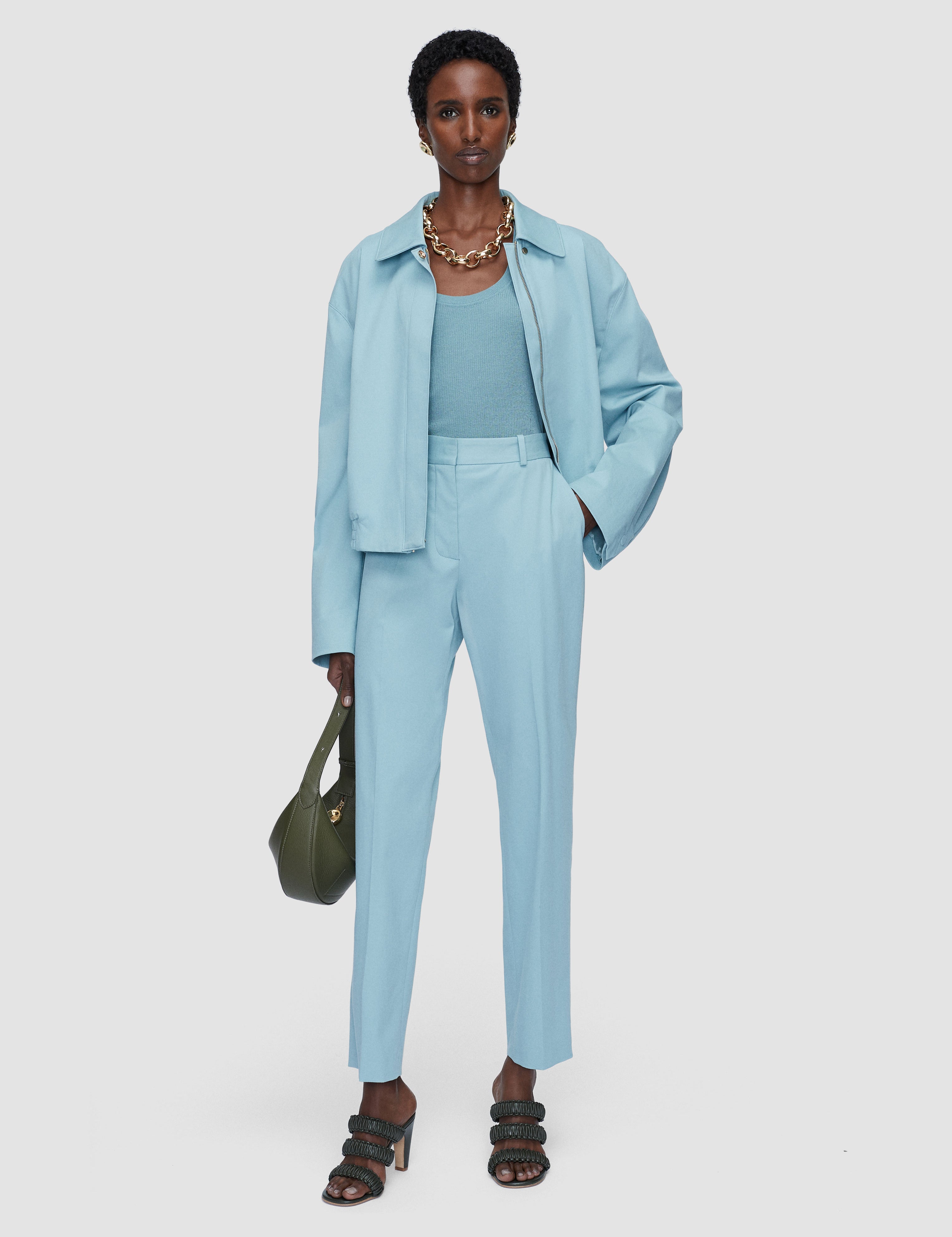 Blue Coleman Long Light Cotton Stretch Trousers - Joseph