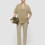 Green Coleman Long Light Cotton Trousers - Joseph