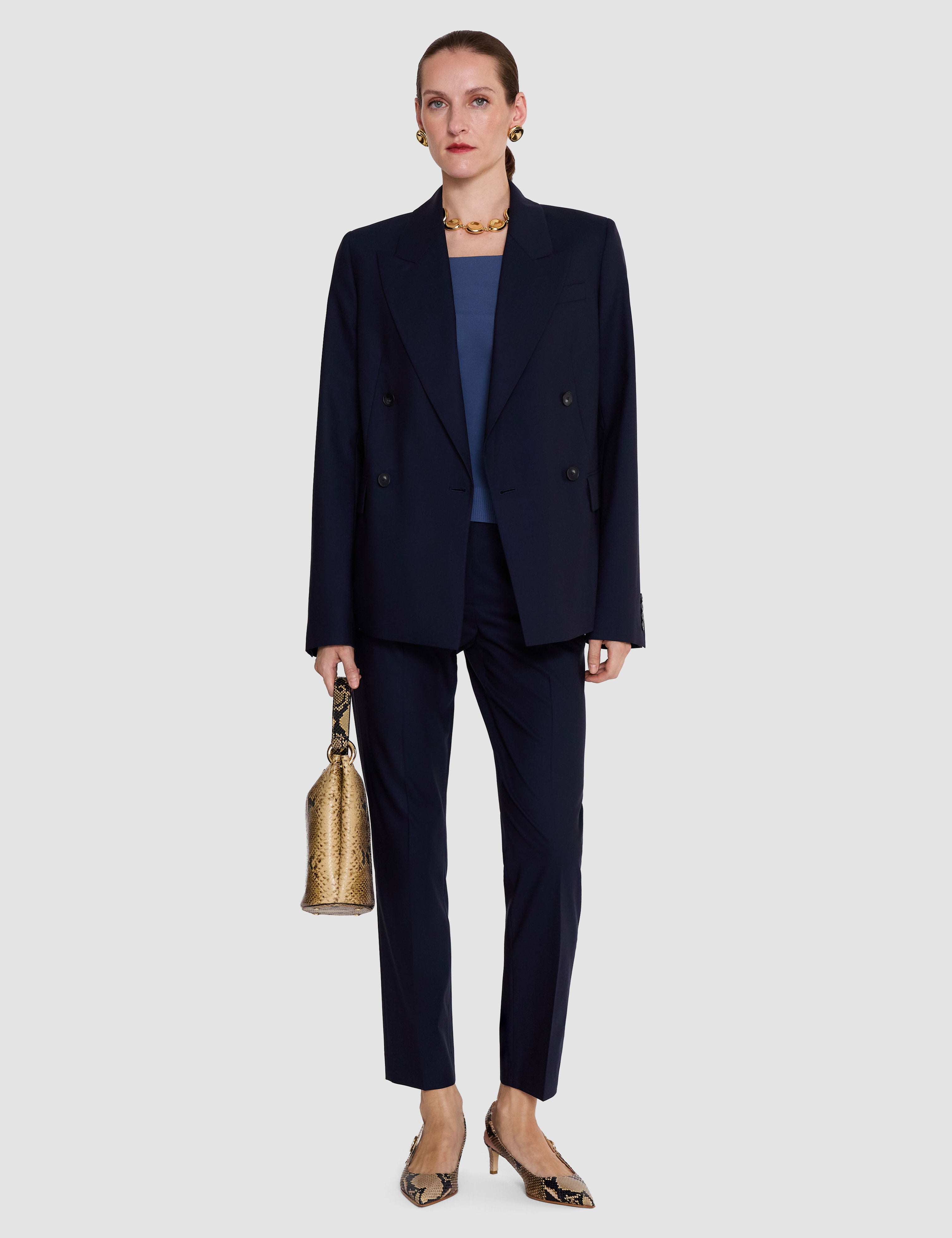 Blue Coleman Long Wool Tailoring Stretch Trousers - Joseph