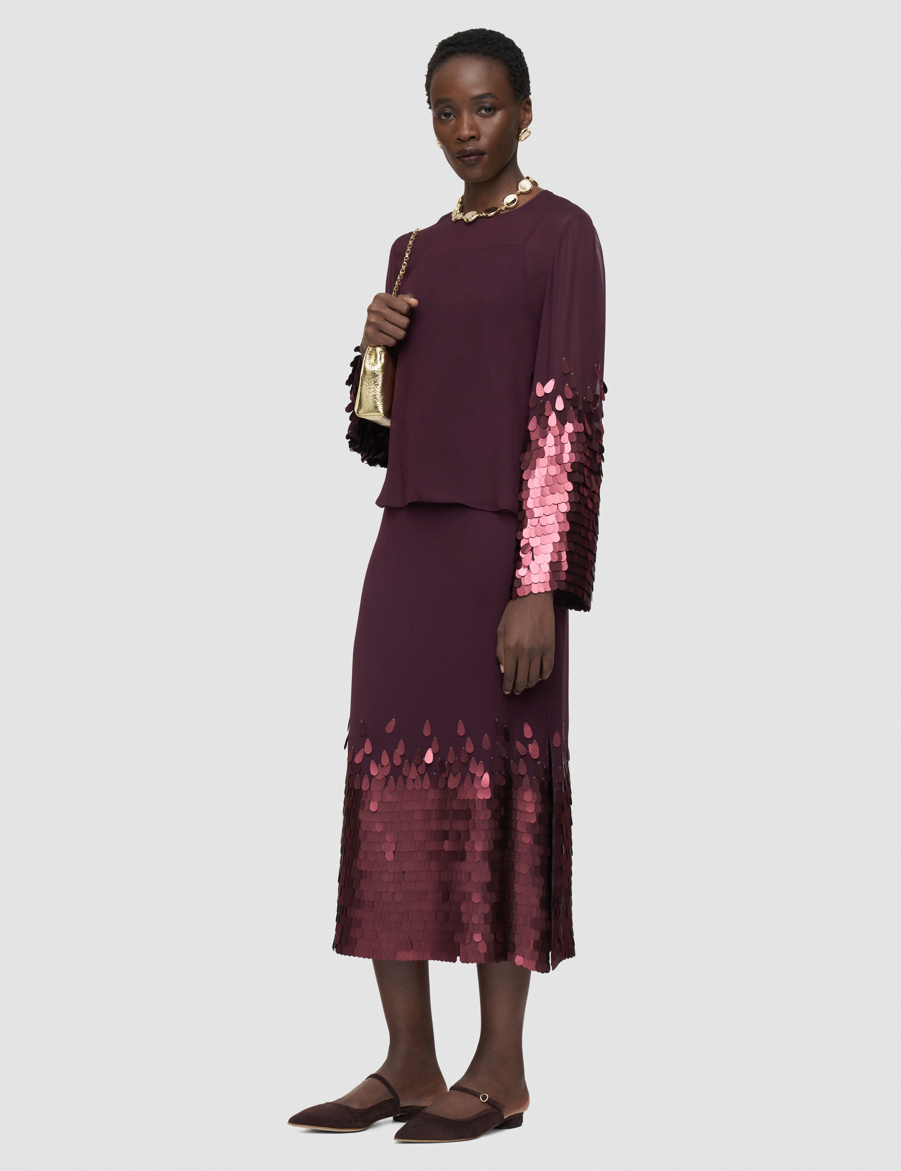 Purple Connie Chiffon Sequin Skirt - Joseph