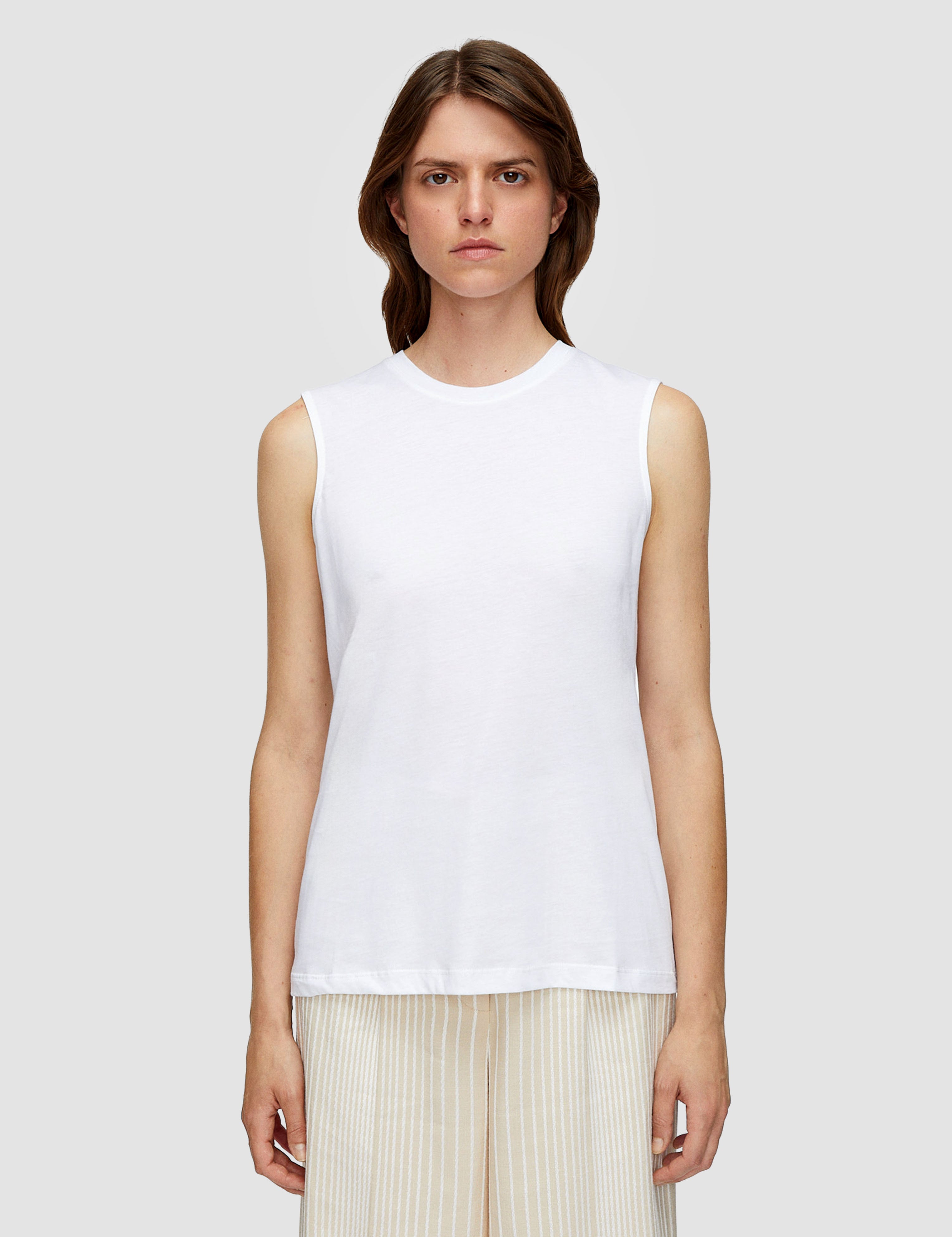 White Cotton Silk Jersey Tank Top - Joseph