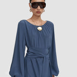 Blue Cupid Crepe de Soie Silk Dress - Joseph