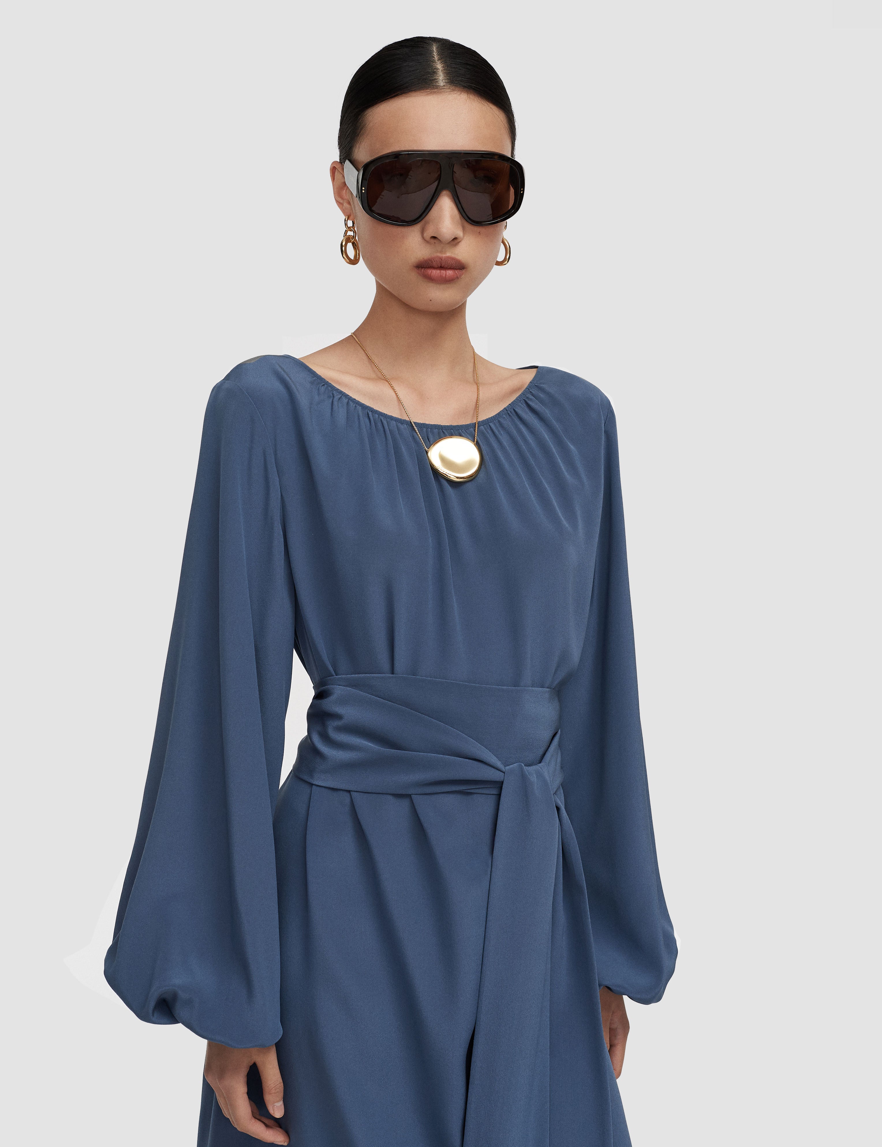 Blue Cupid Crepe de Soie Silk Dress - Joseph
