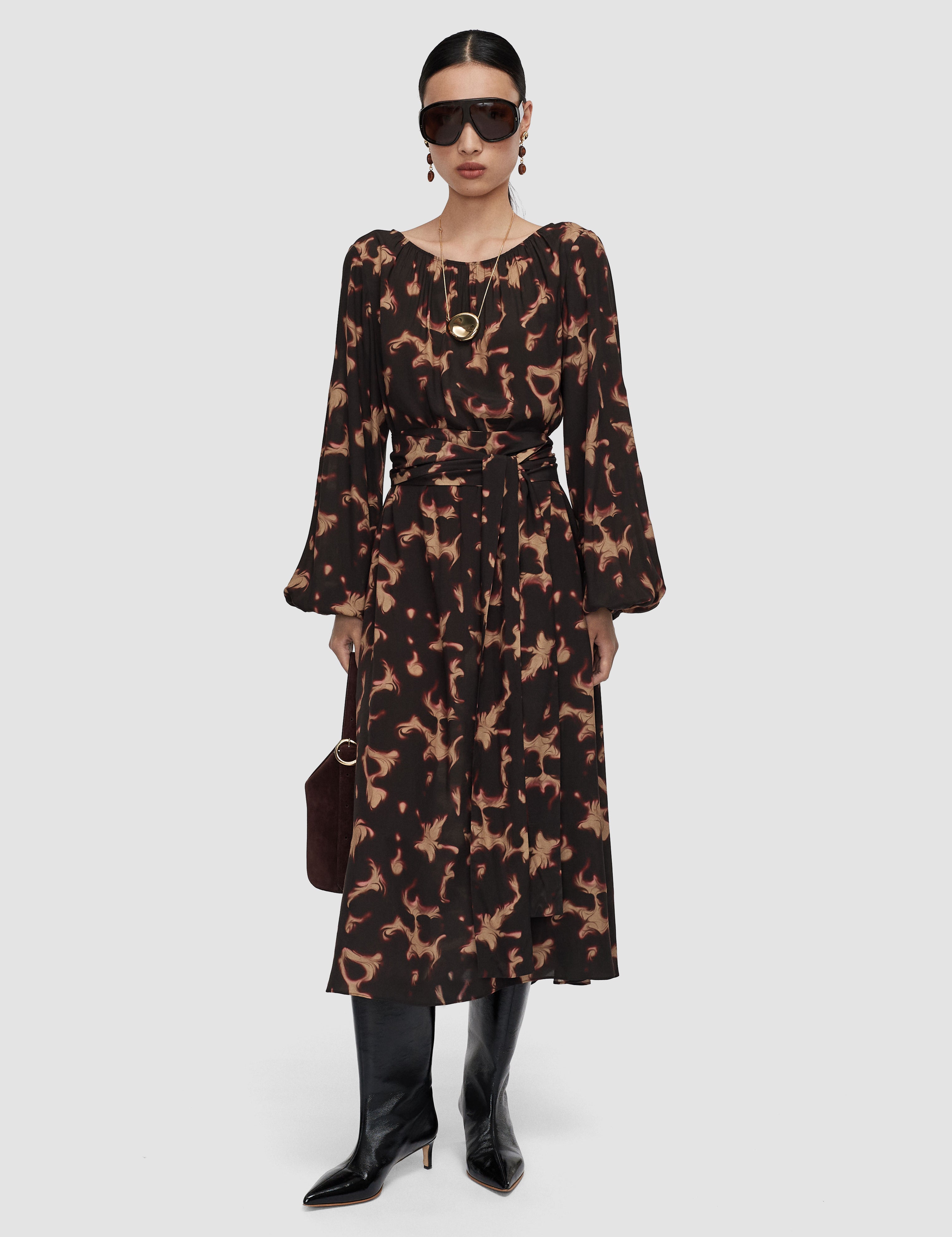 Brown Cupid Tortoiseshell Crepe Dress - Joseph