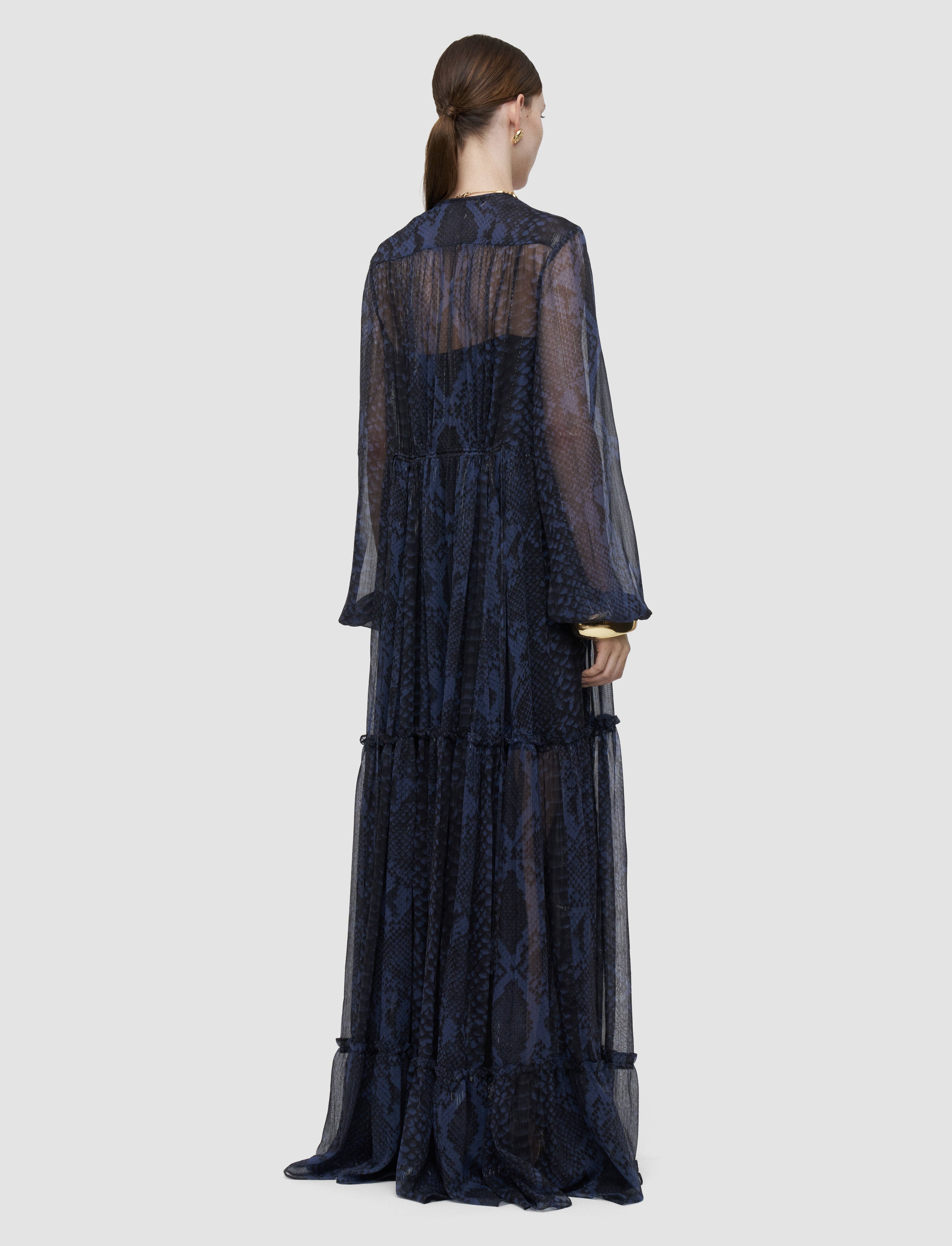 blue-dalores-snake-lurex-chiffon-dress-JOSEPH