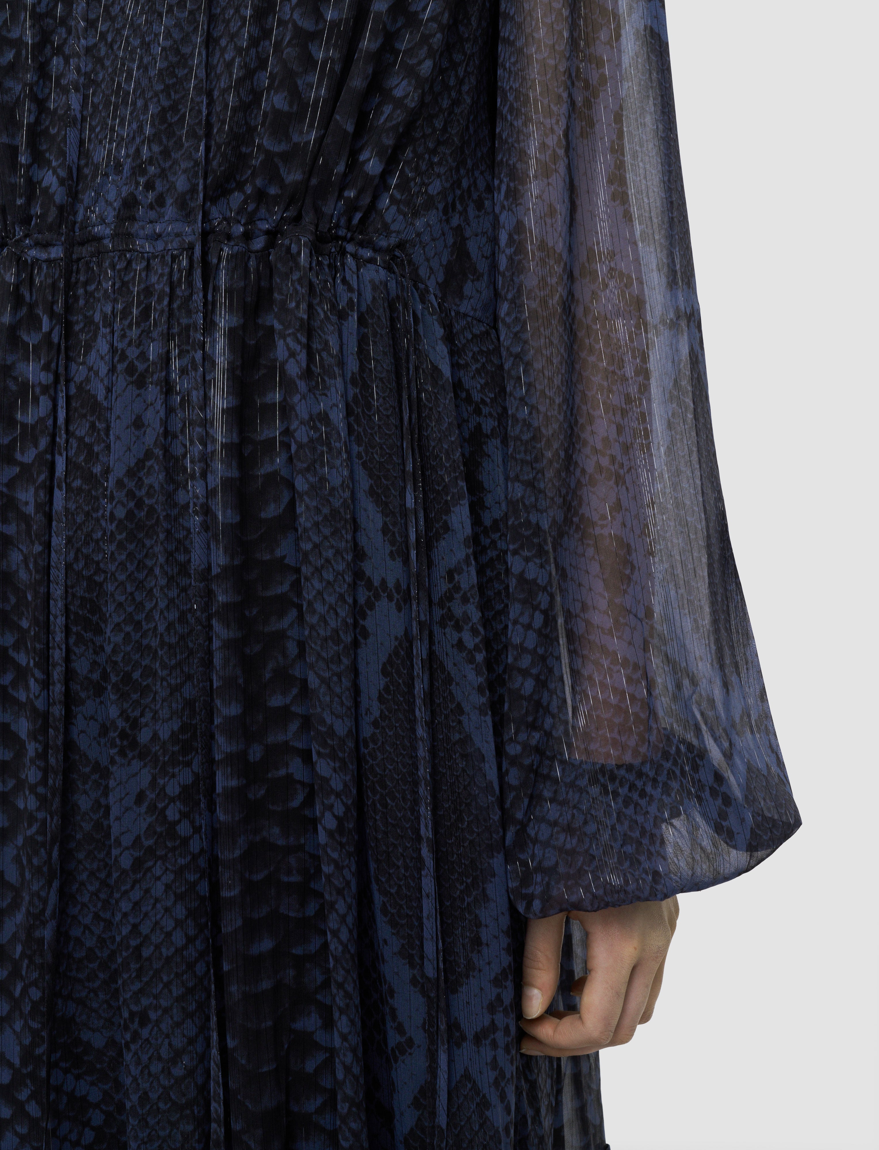 blue-dalores-snake-lurex-chiffon-dress-JOSEPH