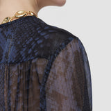 Blue Dalores Snake Lurex Chiffon Dress - Joseph