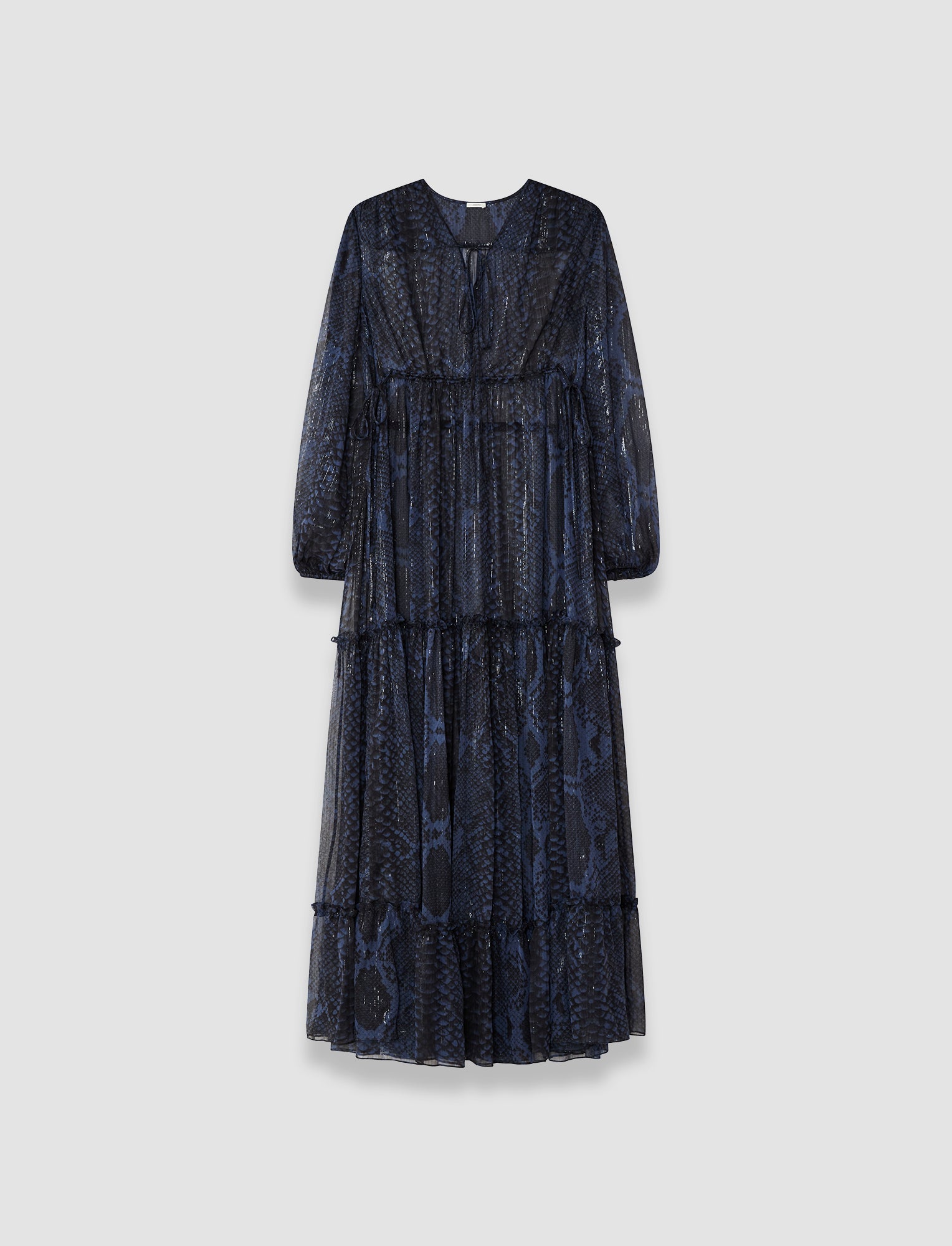 blue-dalores-snake-lurex-chiffon-dress-JOSEPH