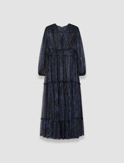 Blue Dalores Snake Lurex Chiffon Dress - Joseph