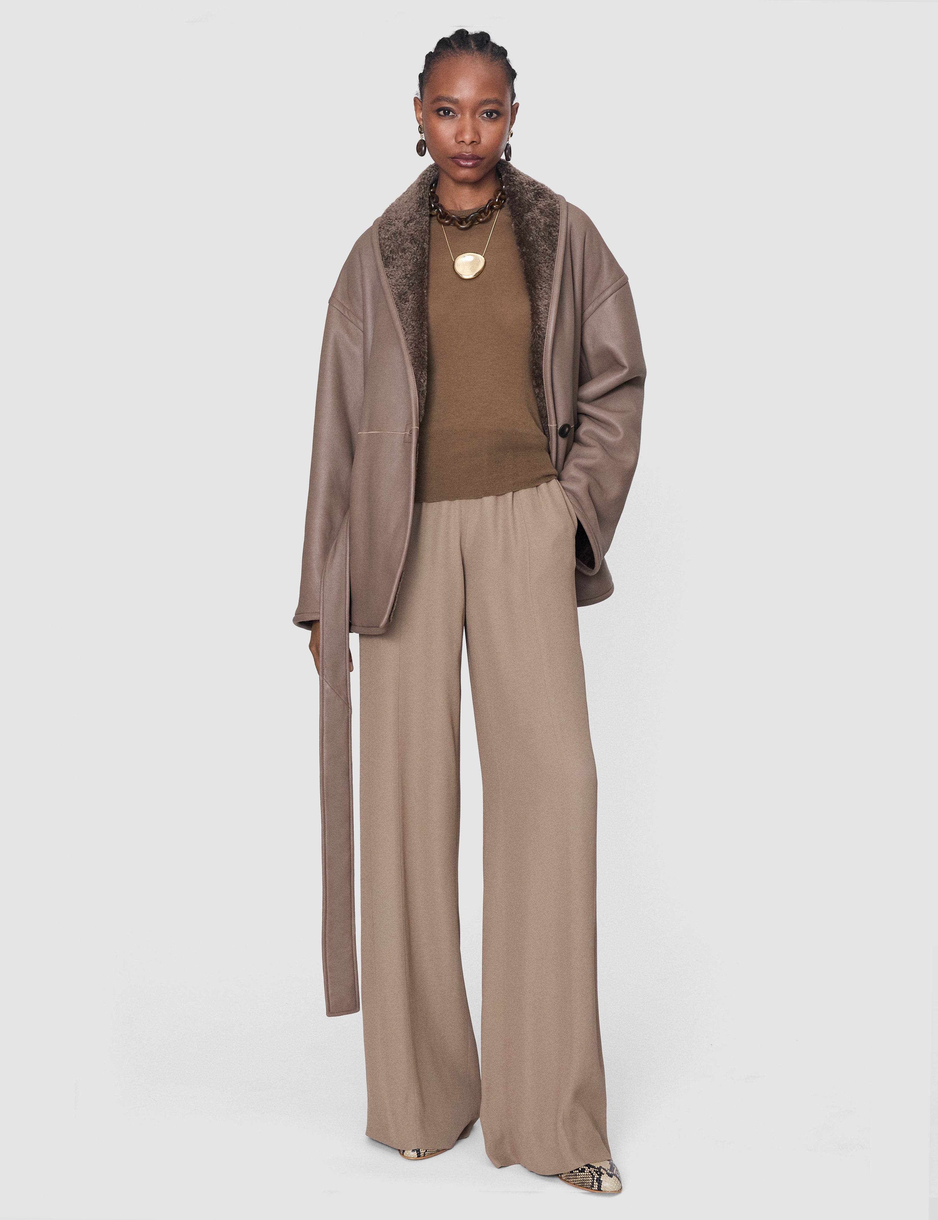 Brown Dee Crepe Trousers - Joseph
