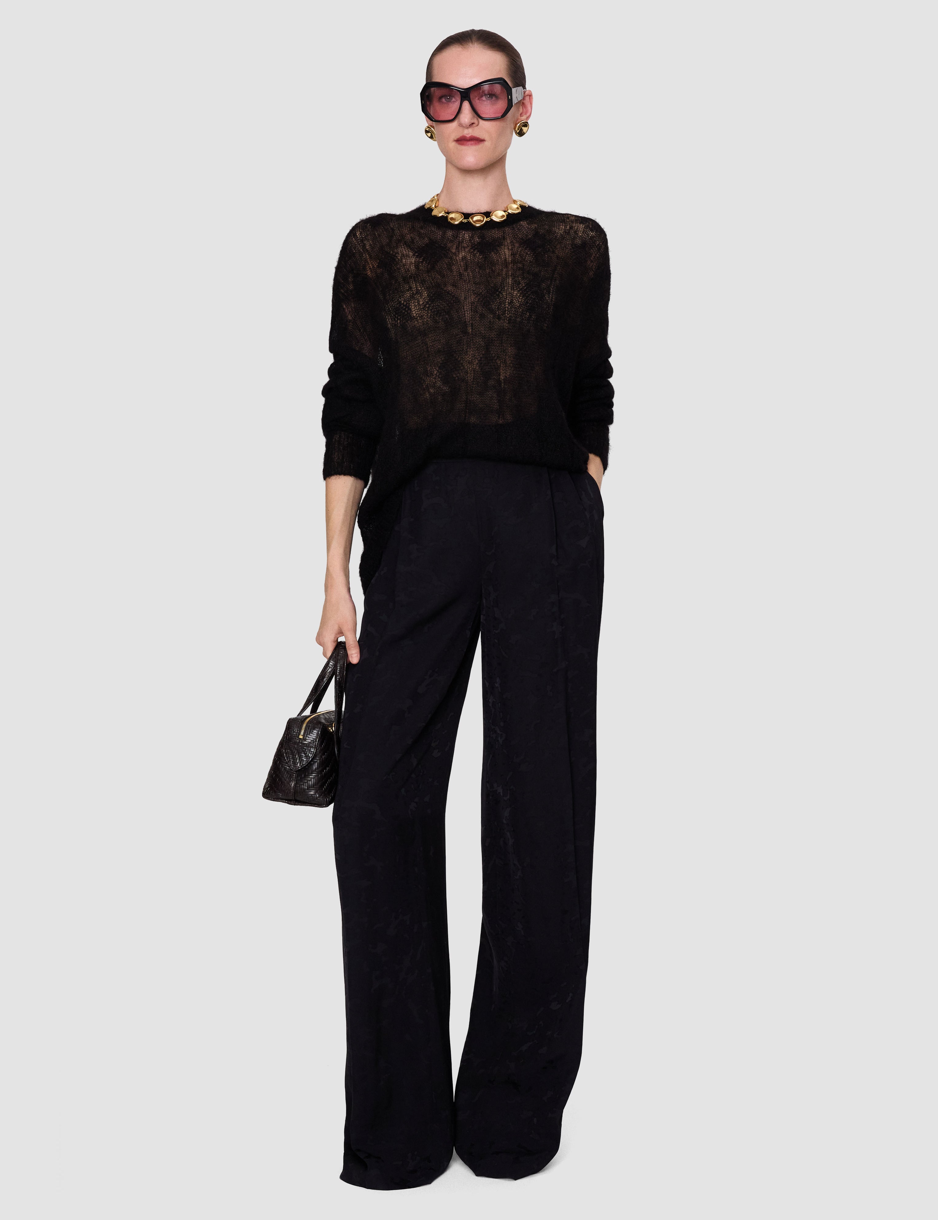 Black Delfina Mohair Silk Voile Jumper - Joseph