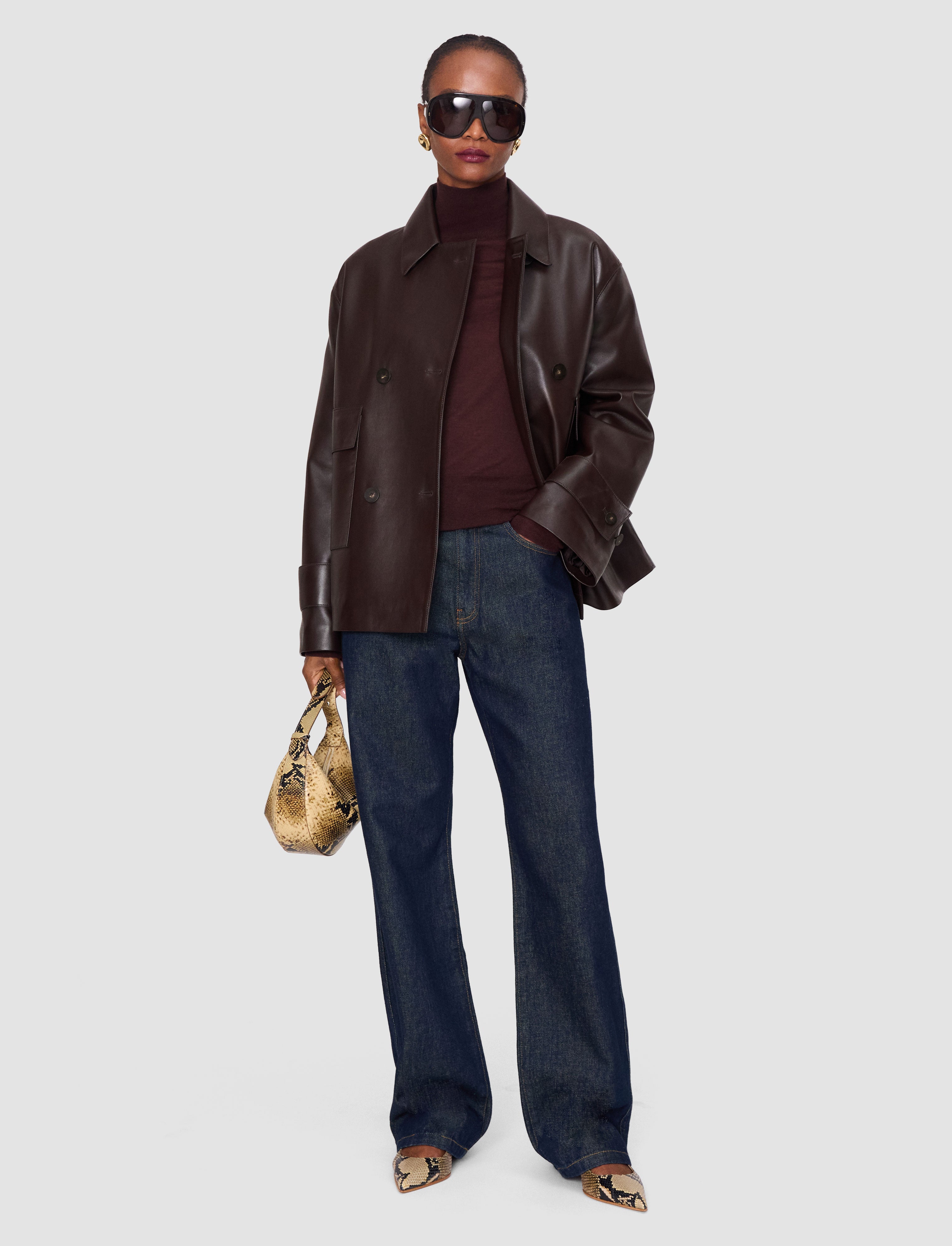marron-veste-delia-en-nappa-souple-JOSEPH