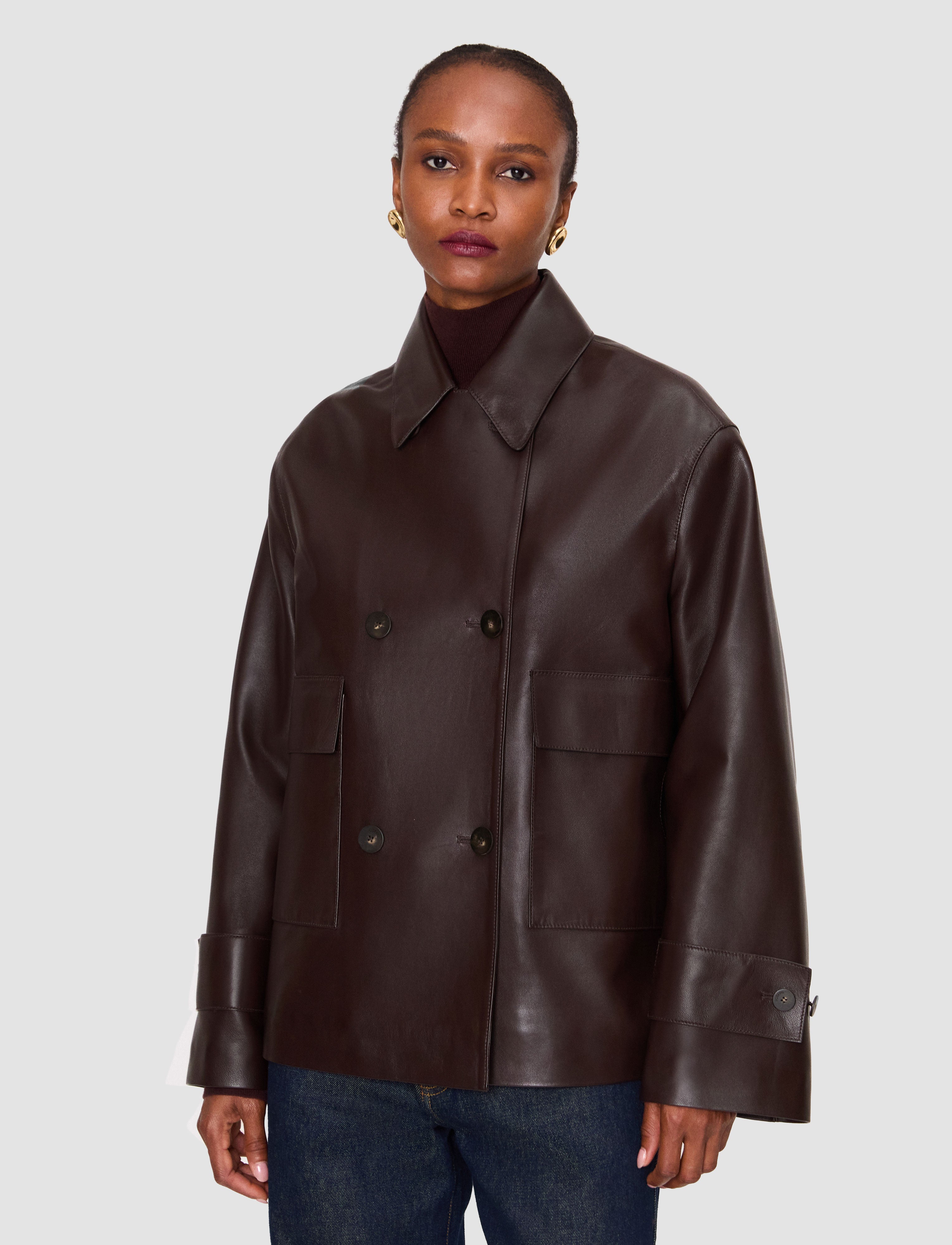 marron-veste-delia-en-nappa-souple-JOSEPH