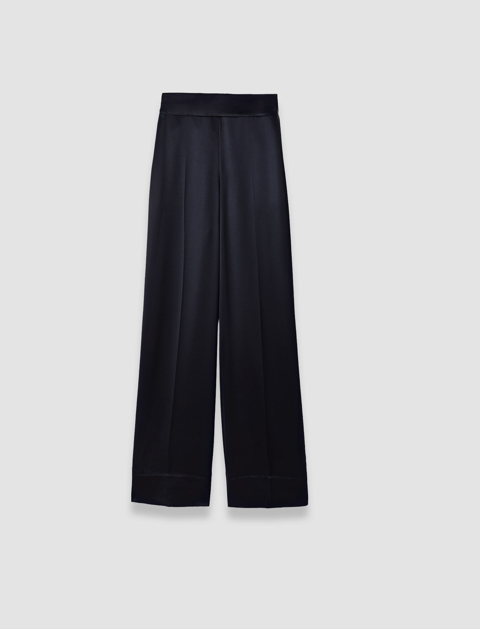 Dijon Double Satin Trousers in Black | JOSEPH US