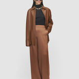 Brown Dijon Silk Satin Trousers - Joseph