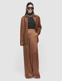 Brown Dijon Silk Satin Trousers - Joseph
