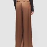 Brown Dijon Silk Satin Trousers - Joseph